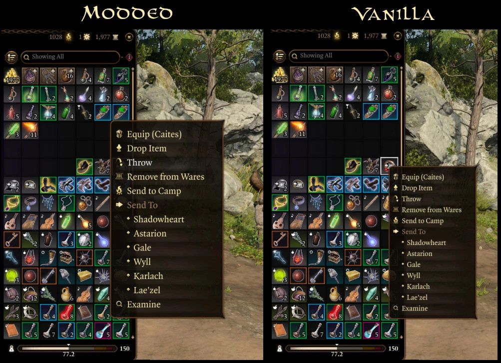 Better Context Menu mod for Baldur's Gate 3