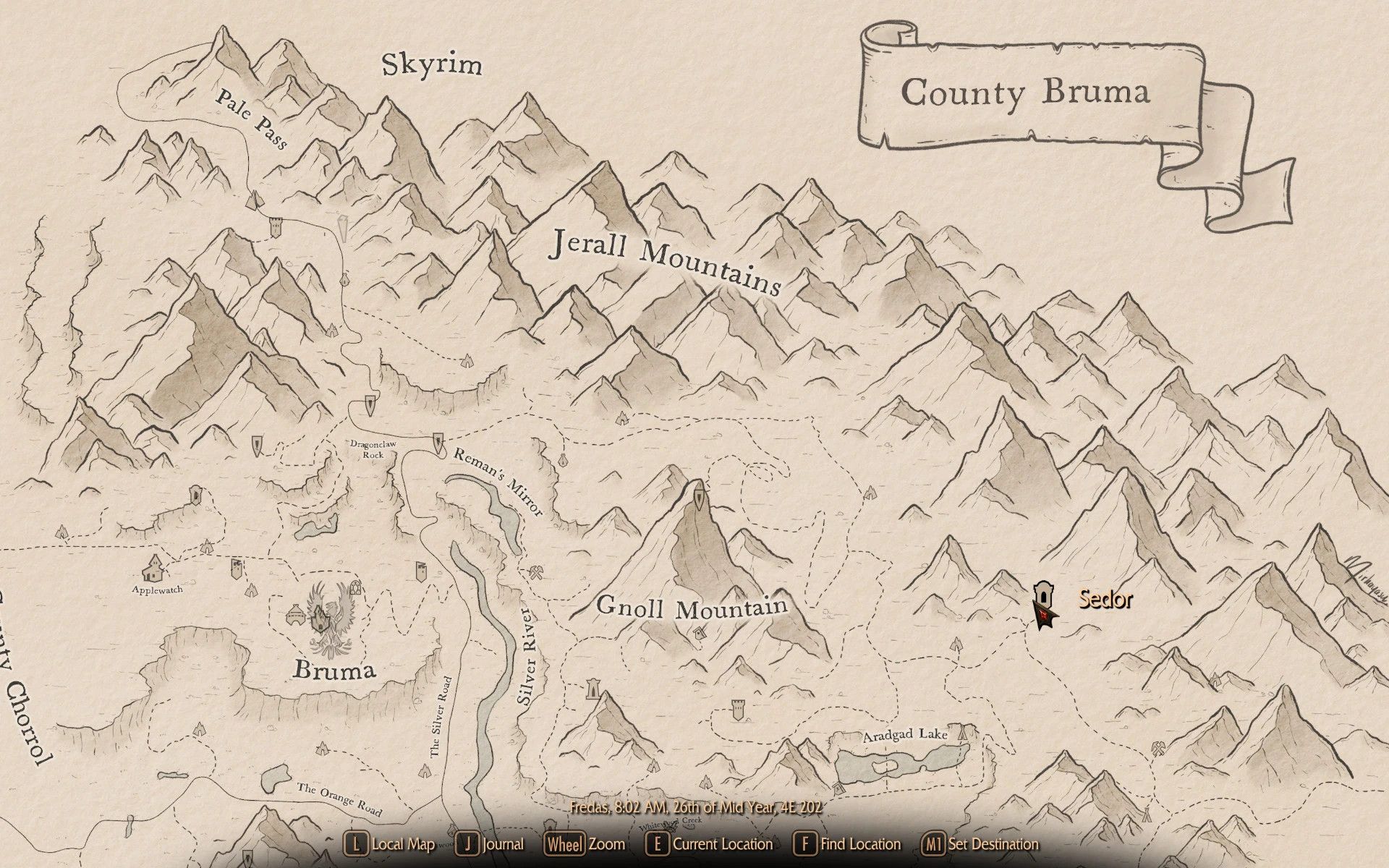 Beyond Skyrim Bruma Paper Map by Mirhayasu for FWMF mod for The Elder Scrolls V: Skyrim Special Edition