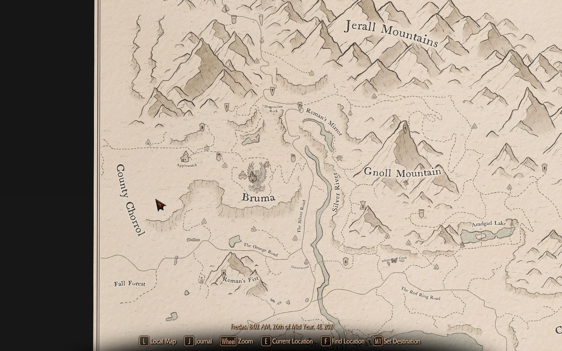 Beyond Skyrim Bruma Paper Map by Mirhayasu for FWMF mod for The Elder Scrolls V: Skyrim Special Edition