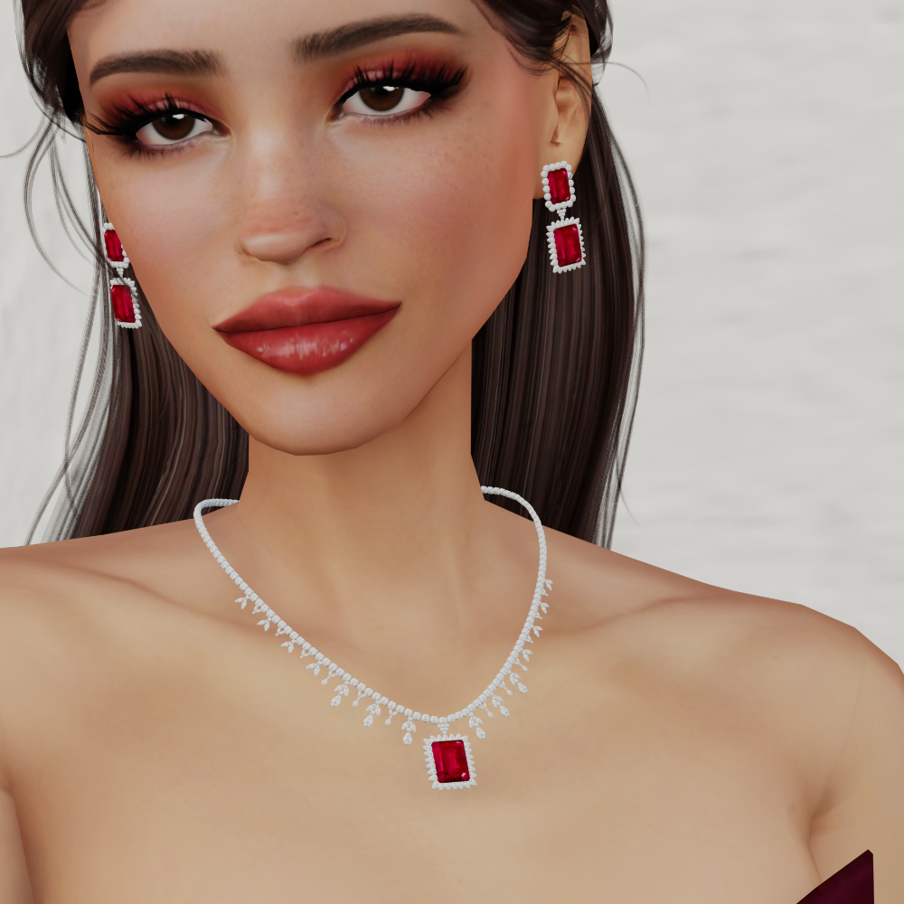Ruby Diamond Calais Necklace mod for The Sims 4 