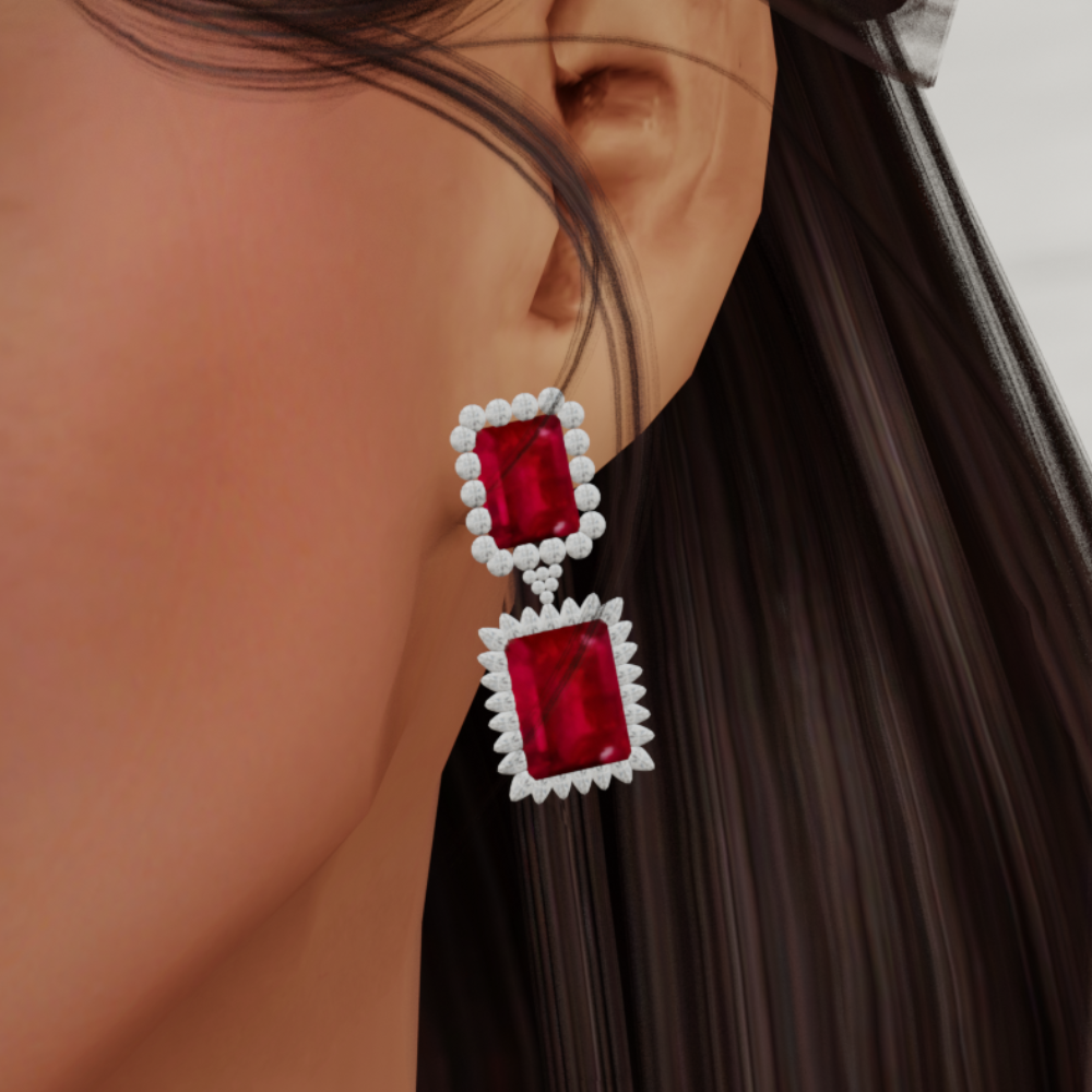  Ruby Diamond Calais Earrings mod for The Sims 4 
