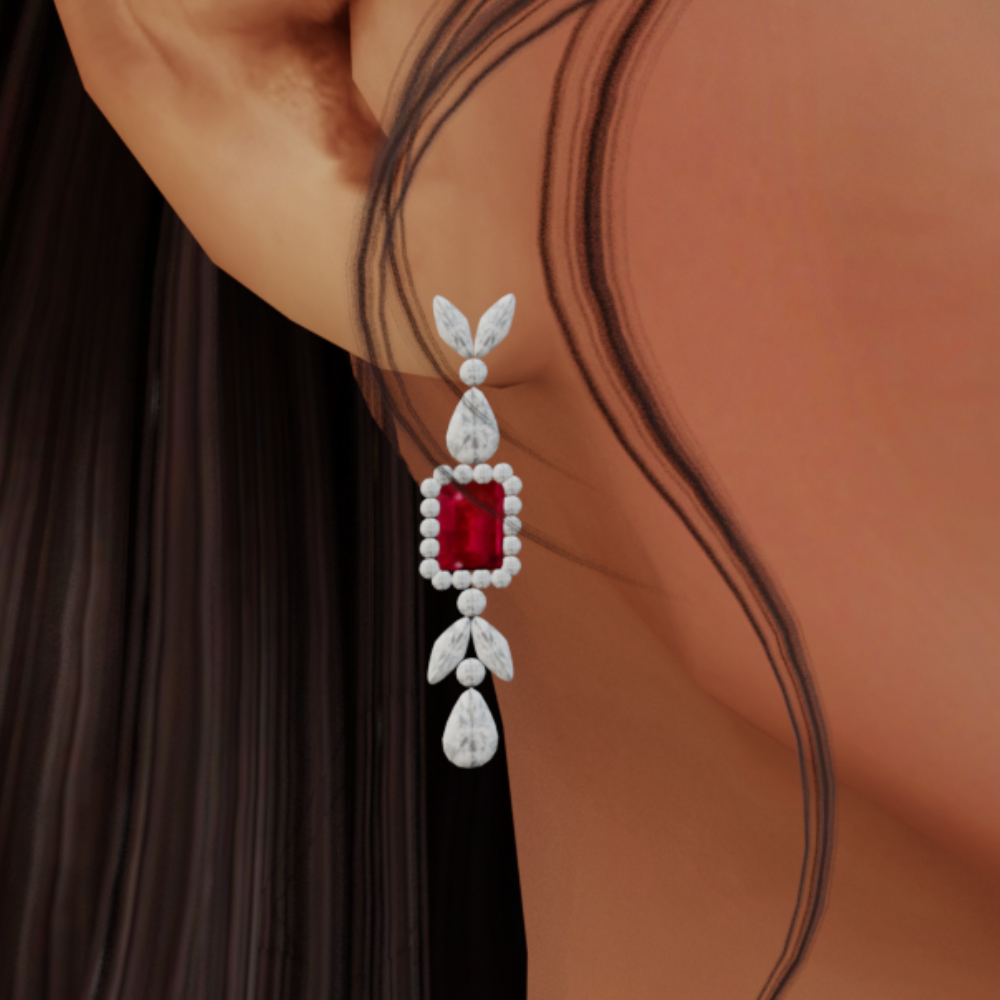 Ruby Diamond Calais Earrings v2 mod for The Sims 4 