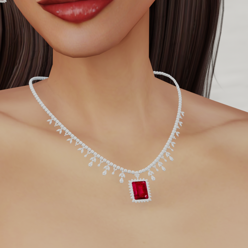 Ruby Diamond Calais Necklace mod for The Sims 4 