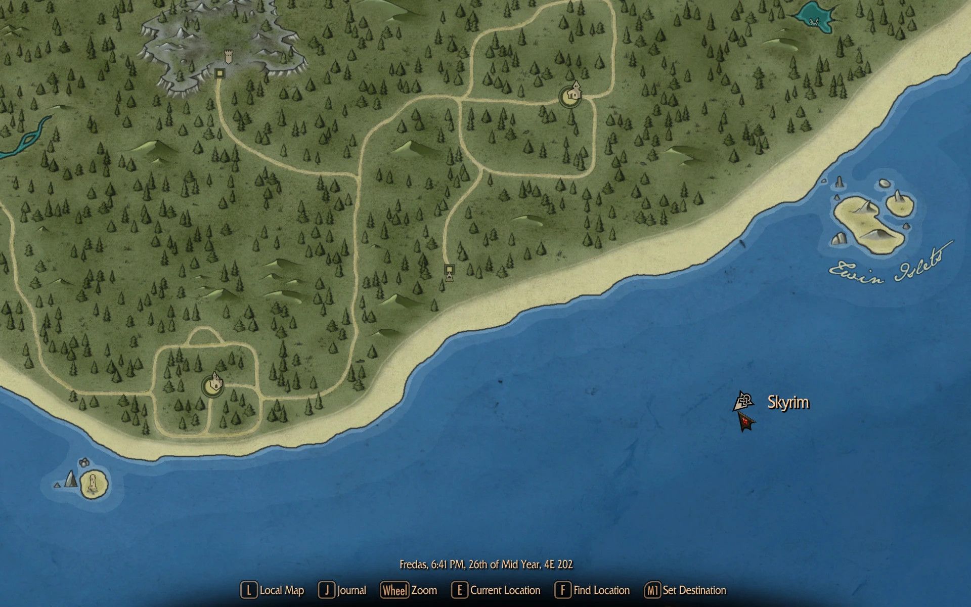 Midwood Isle Paper Map for FWMF mod for The Elder Scrolls V: Skyrim Special Edition