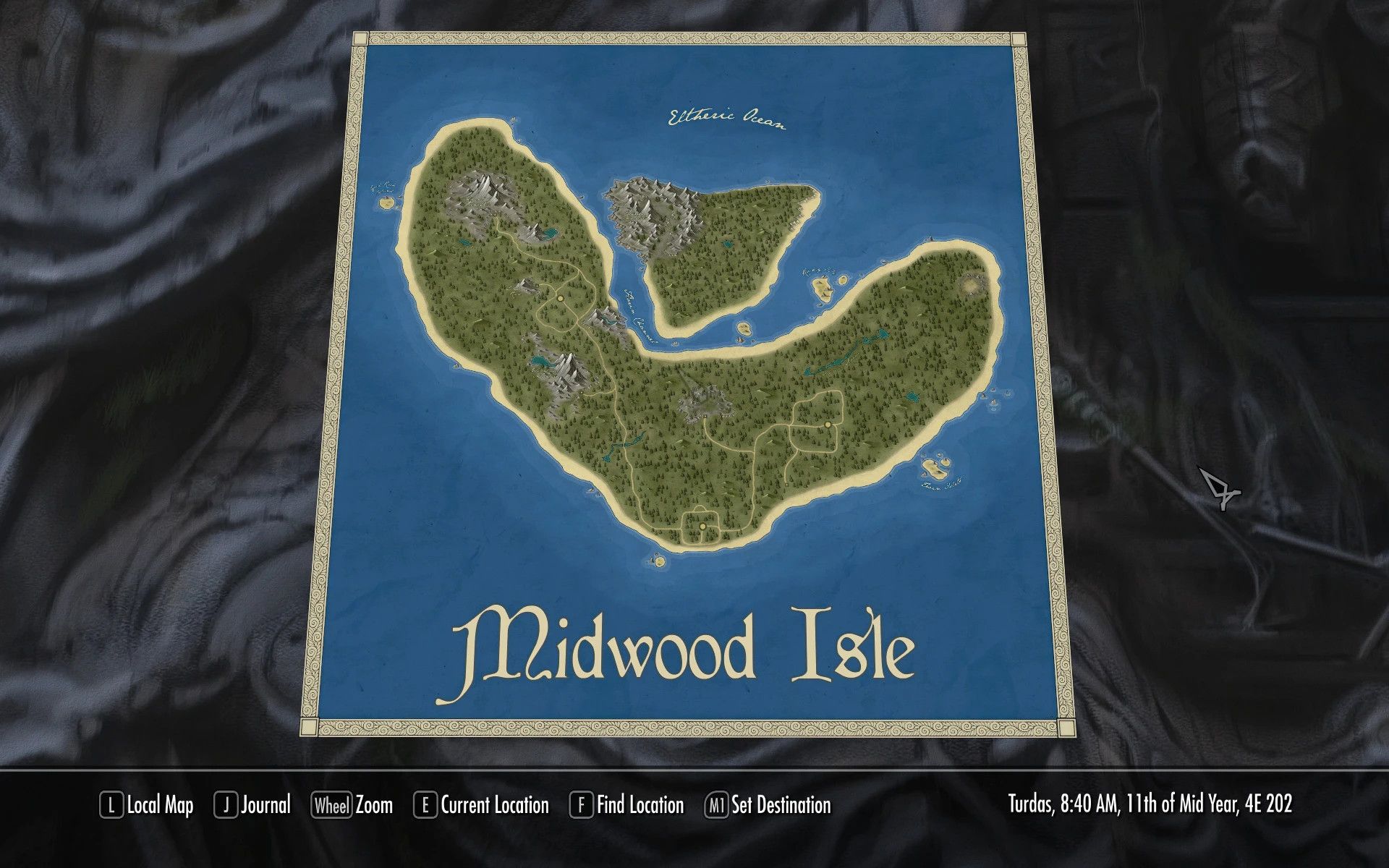 Midwood Isle Paper Map for FWMF mod for The Elder Scrolls V: Skyrim Special Edition