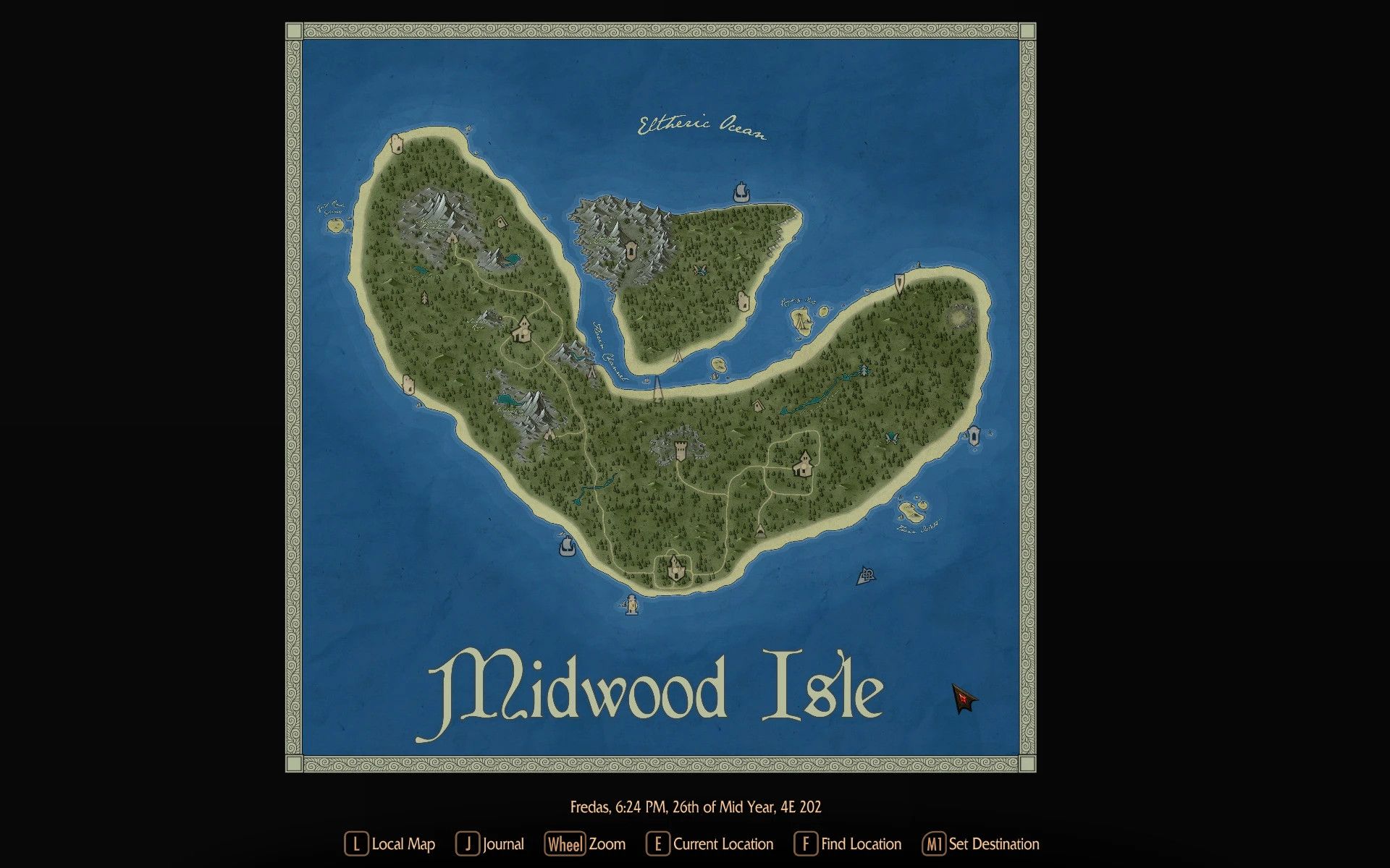 Midwood Isle Paper Map for FWMF mod for The Elder Scrolls V: Skyrim Special Edition