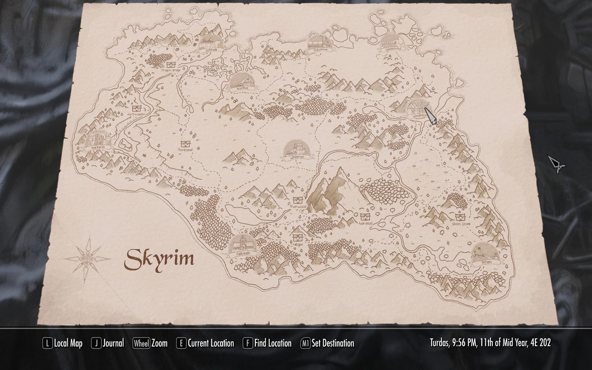 Skyrim and Solstheim Paper Maps by Mirhayasu for FWMF mod for The Elder Scrolls V: Skyrim Special Edition
