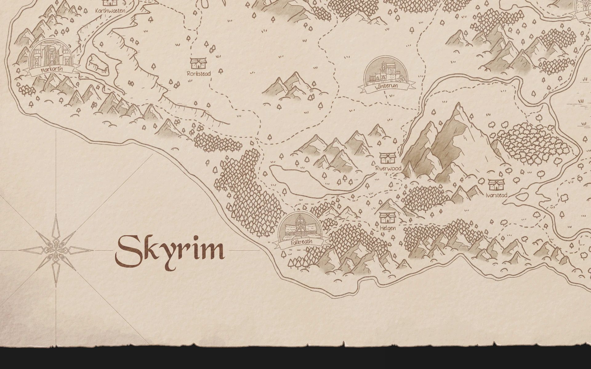 Skyrim and Solstheim Paper Maps by Mirhayasu for FWMF mod for The Elder Scrolls V: Skyrim Special Edition