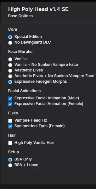 High Poly Head - Vampire Headpart Fix for Expressive Facegen Morphs mod for The Elder Scrolls V: Skyrim Special Edition