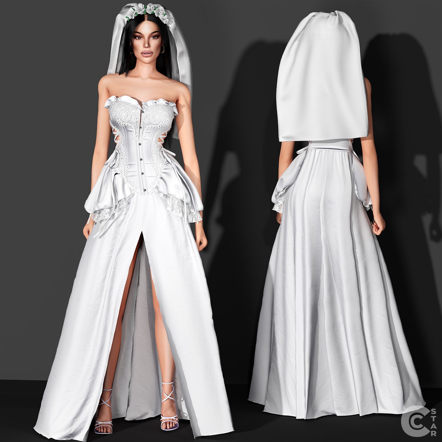 Full Length Gown with Corset Bodice mod for The Sims 4 