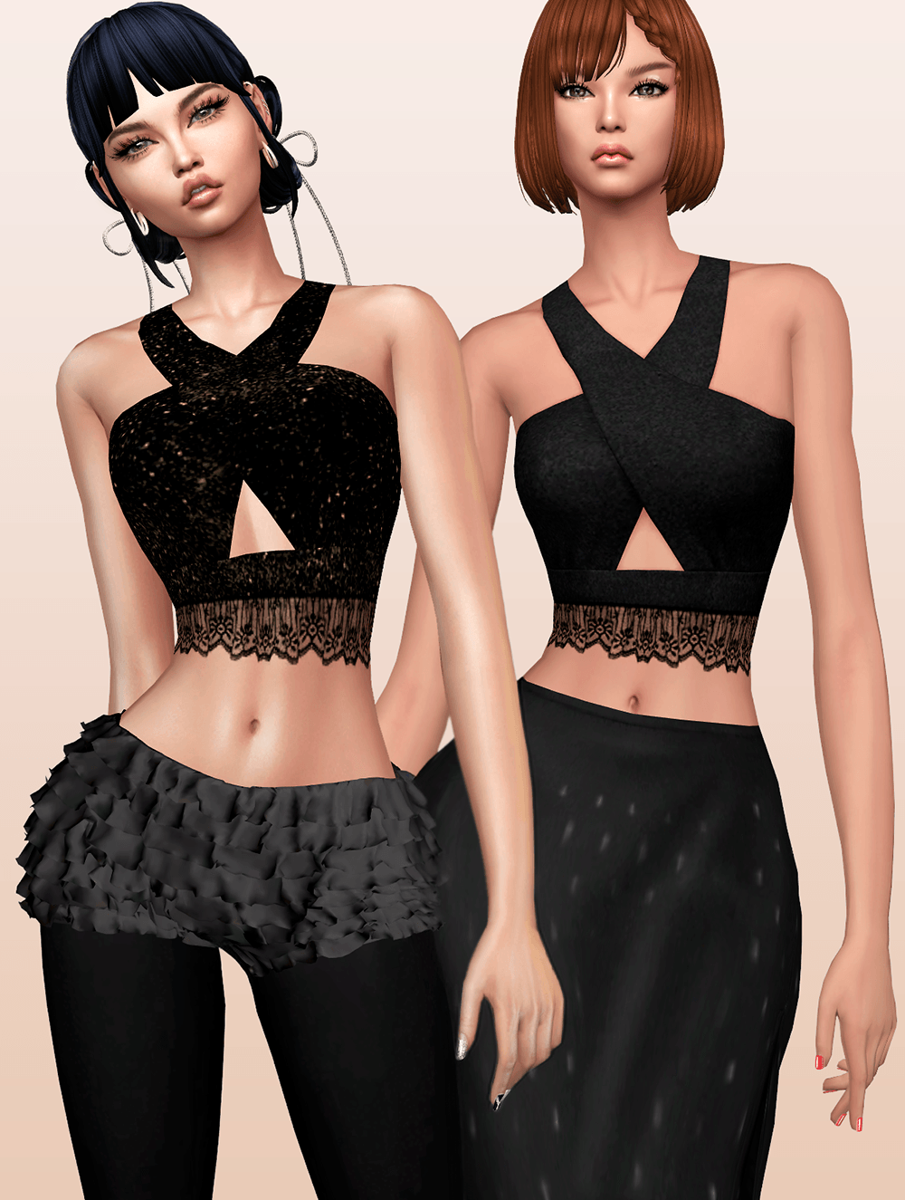Top Cross Strap lace mod for The Sims 4 