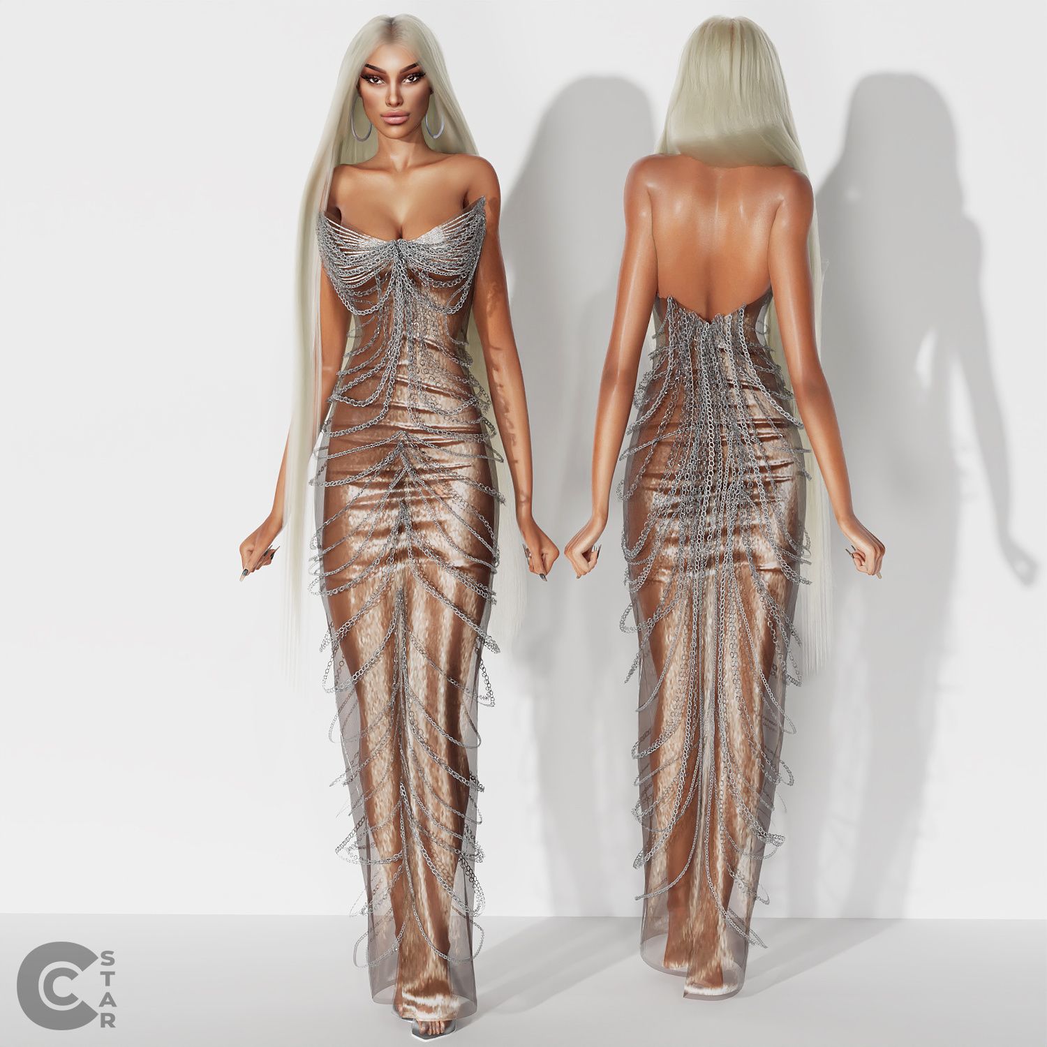 Crystal Chain Dress mod for The Sims 4 