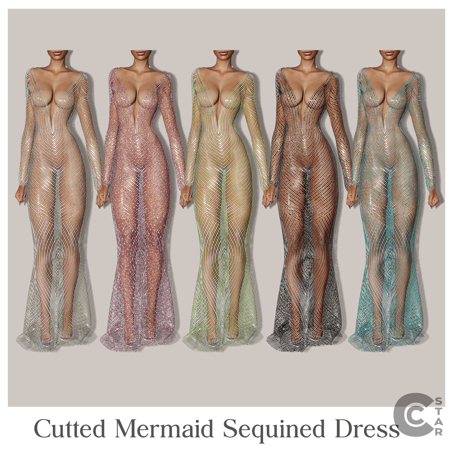 Cutted Mermaid Sequined Dress mod for The Sims 4 