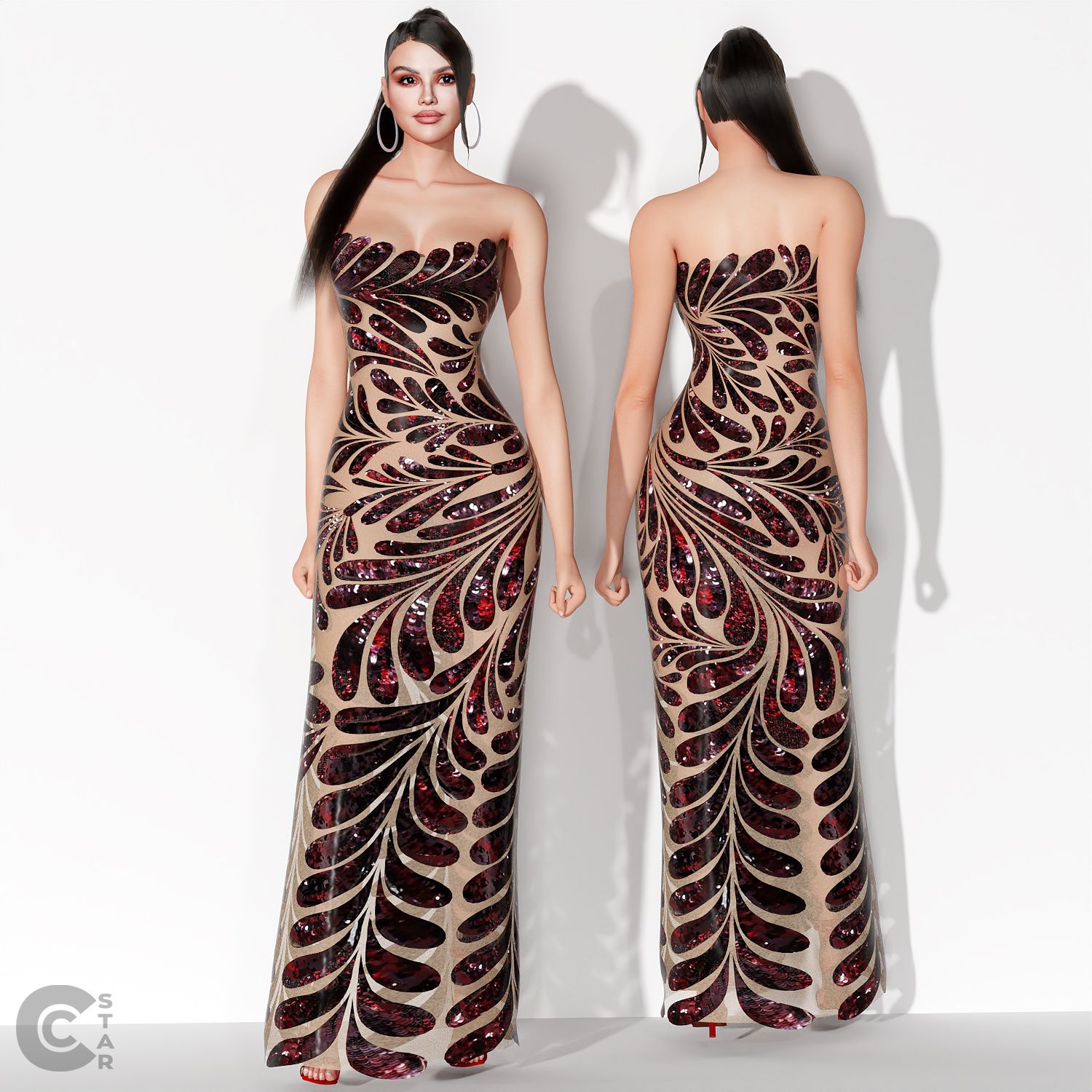Sheer Illusion Gown Covered in Sequins mod for The Sims 4 
