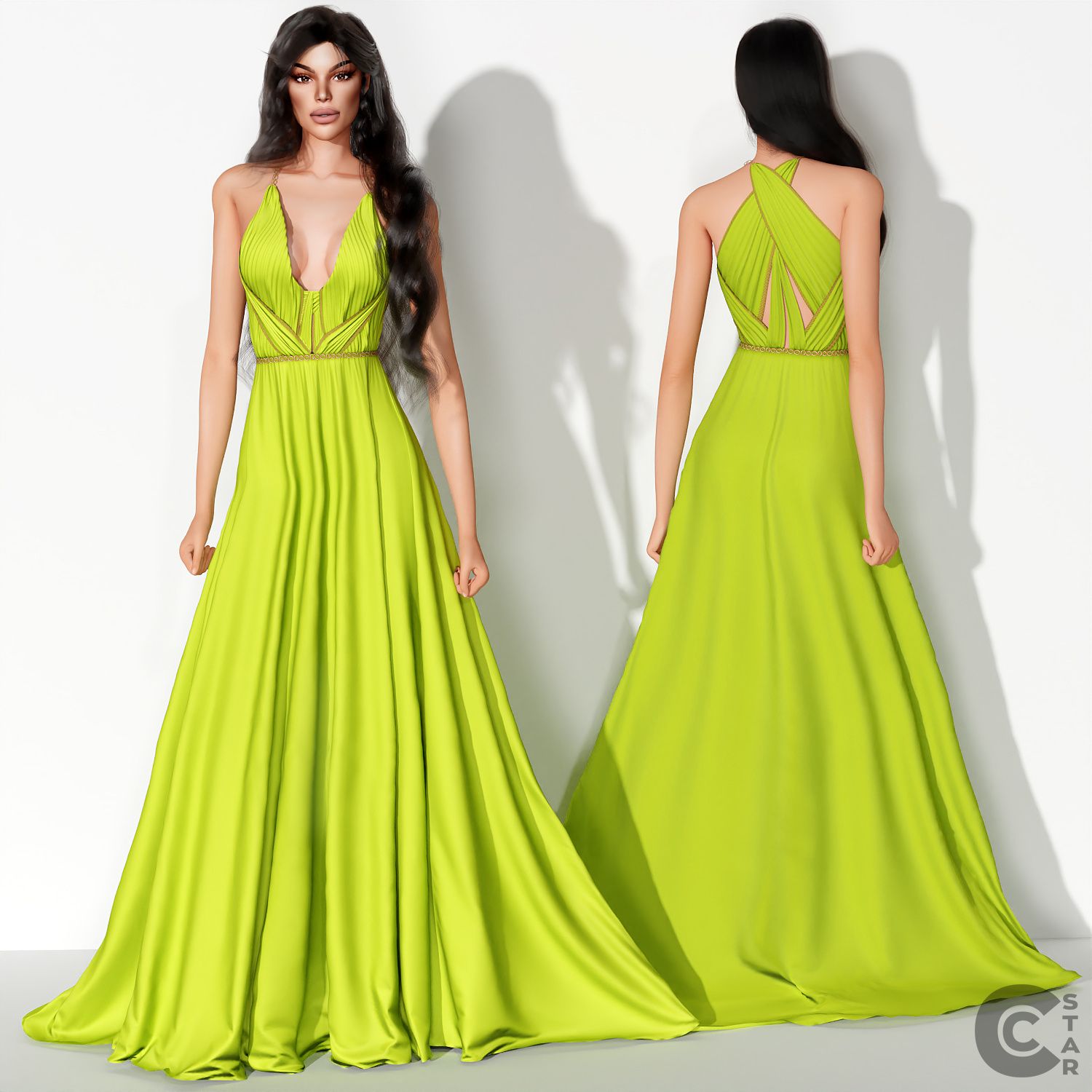 Flowinng Gown with Golden Chain mod for The Sims 4 