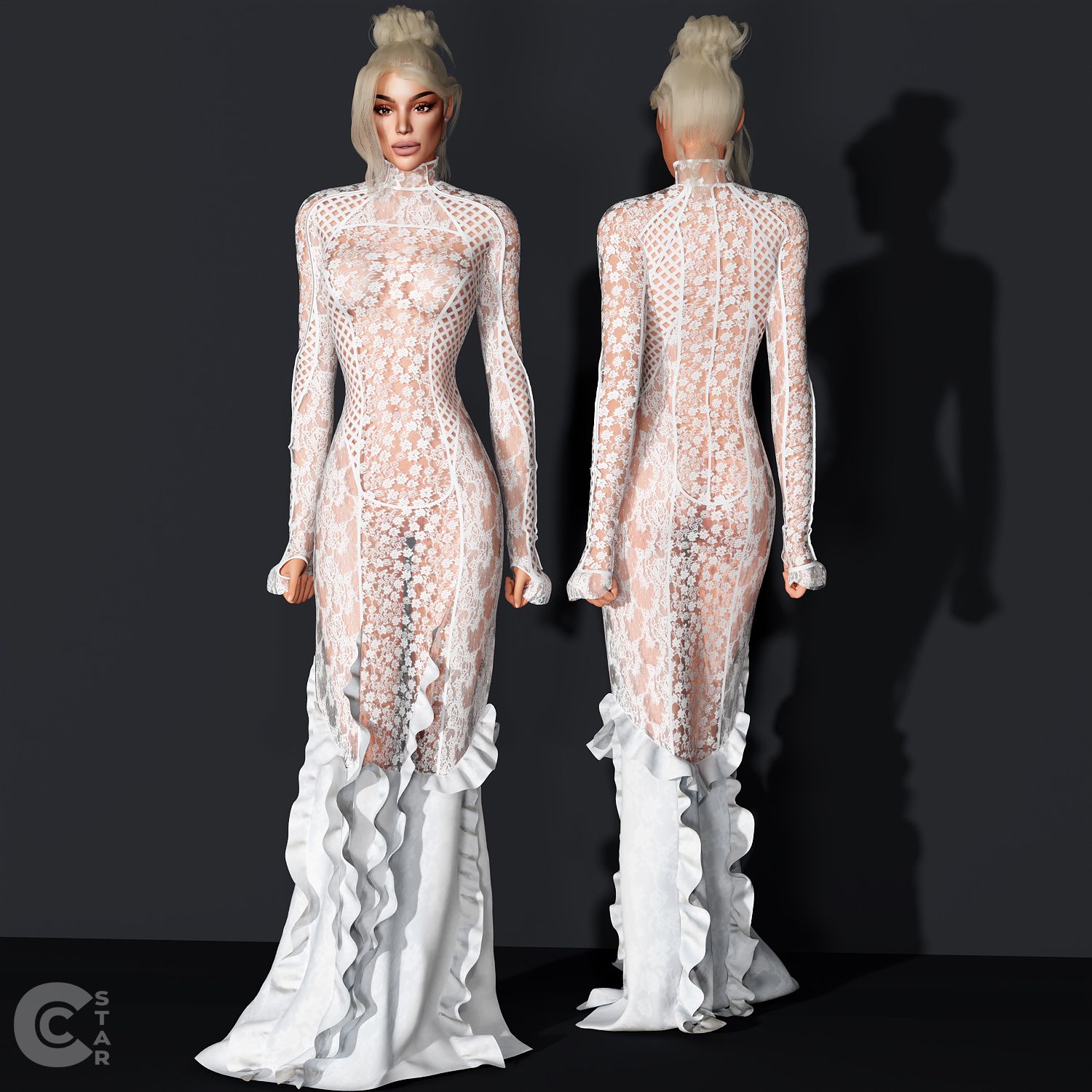 Sheer Lace Dress mod for The Sims 4 