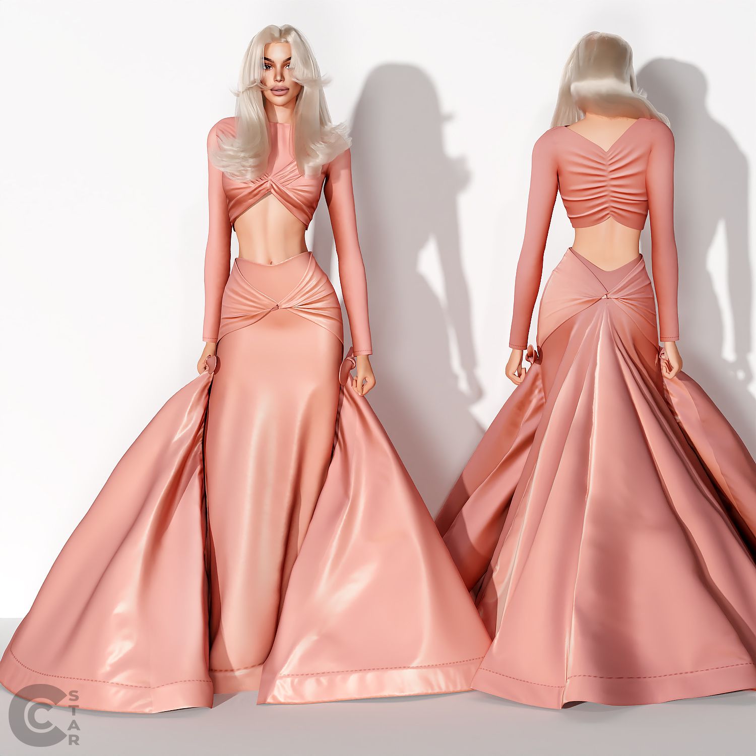 Crop Top with Maxi Skirt mod for The Sims 4 