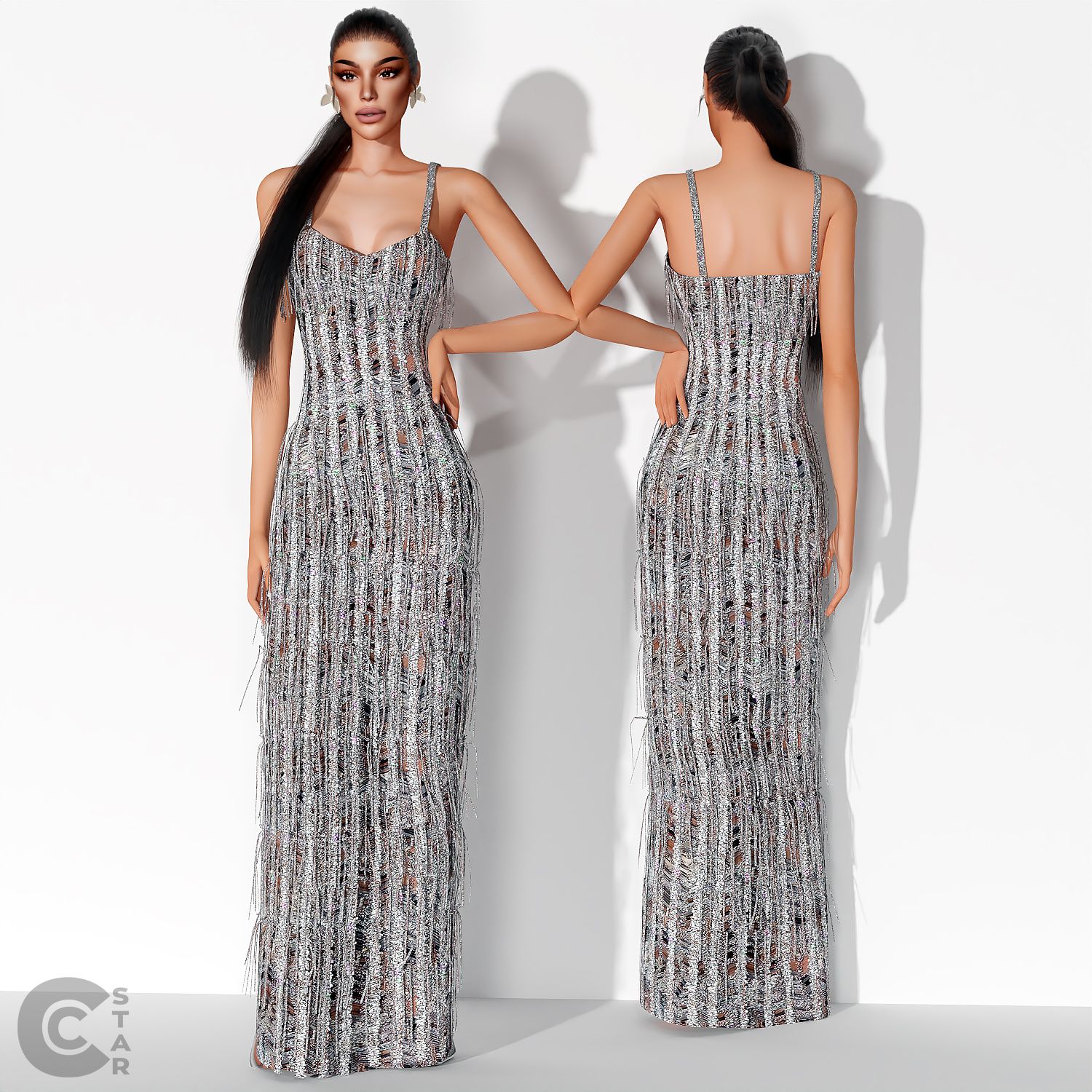 Metallic Hourglass Jewerly Dress mod for The Sims 4 