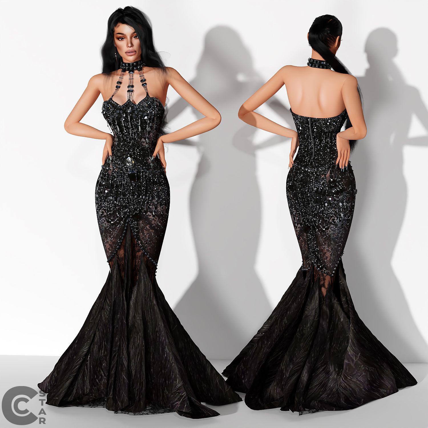 Bejewelled Fishtail Gown mod for The Sims 4 