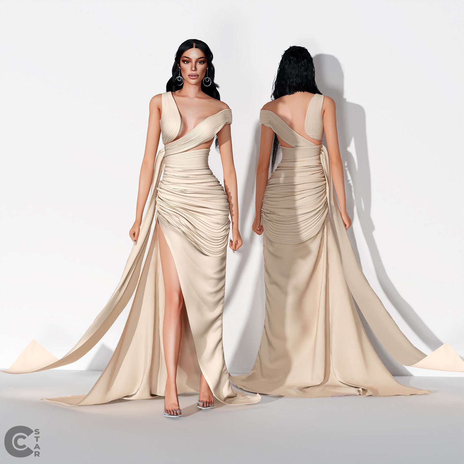 Thigh High Slit Floor Length Gown mod for The Sims 4 