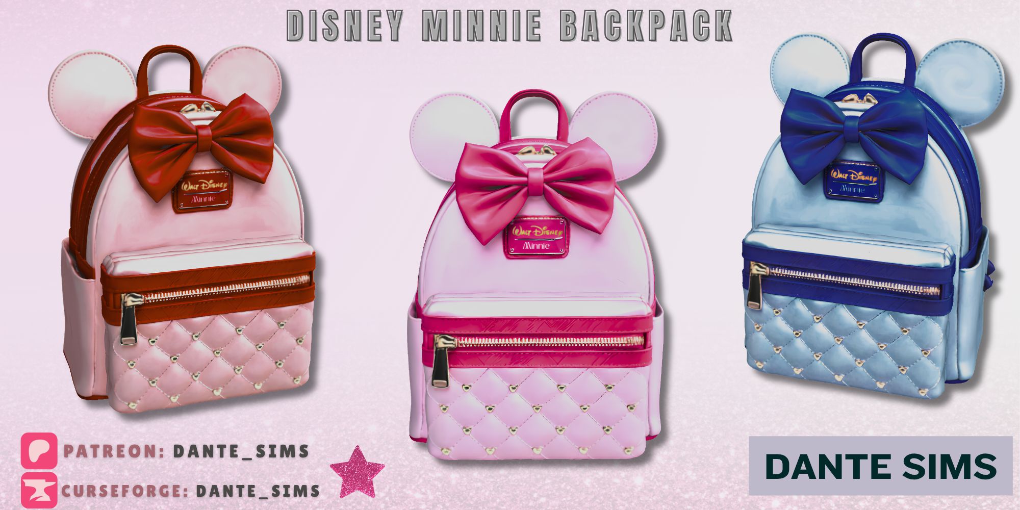 Disney Minnie backpack mod for The Sims 4 