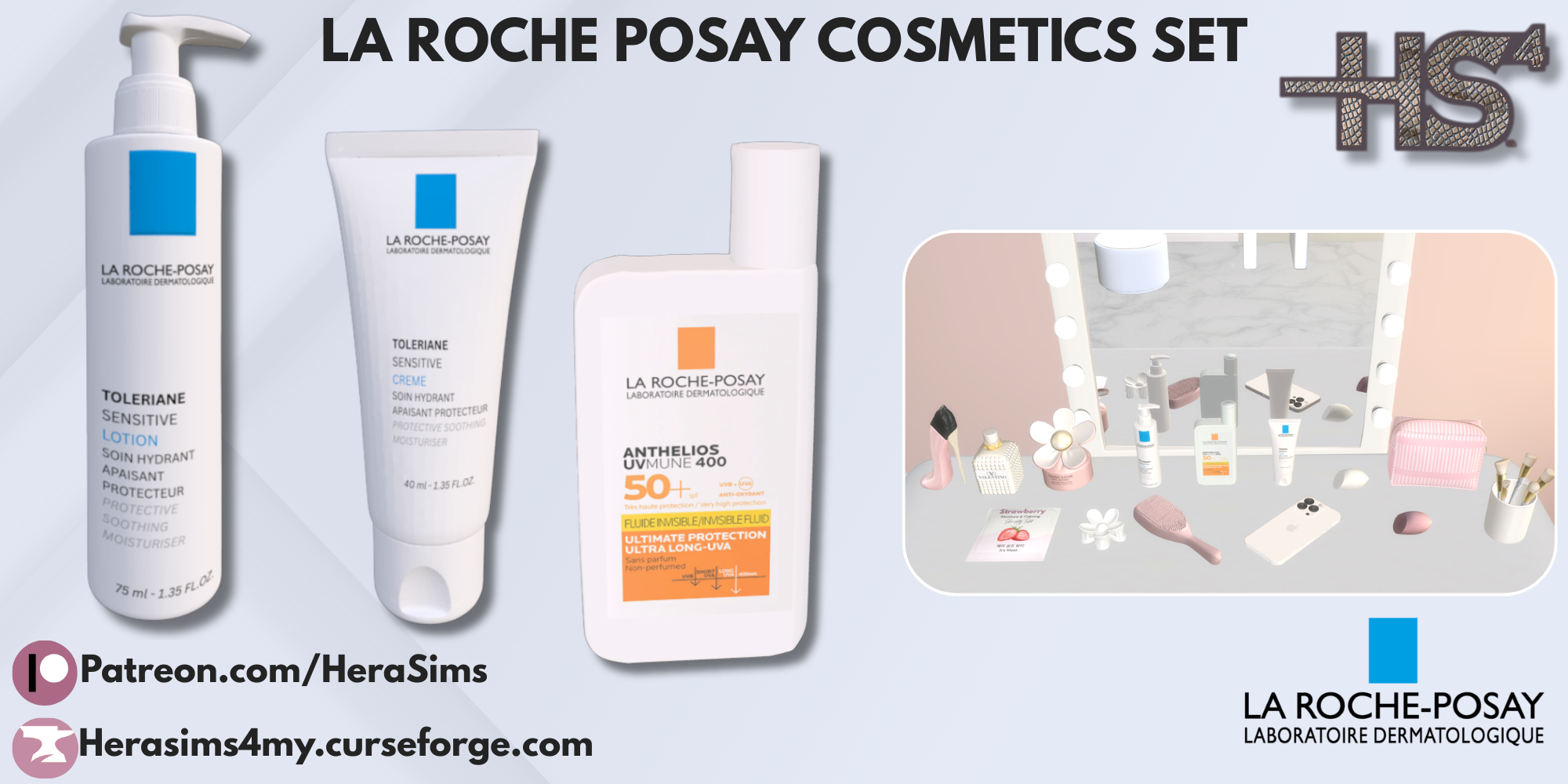 La roche posay cosmetics set mod for The Sims 4 