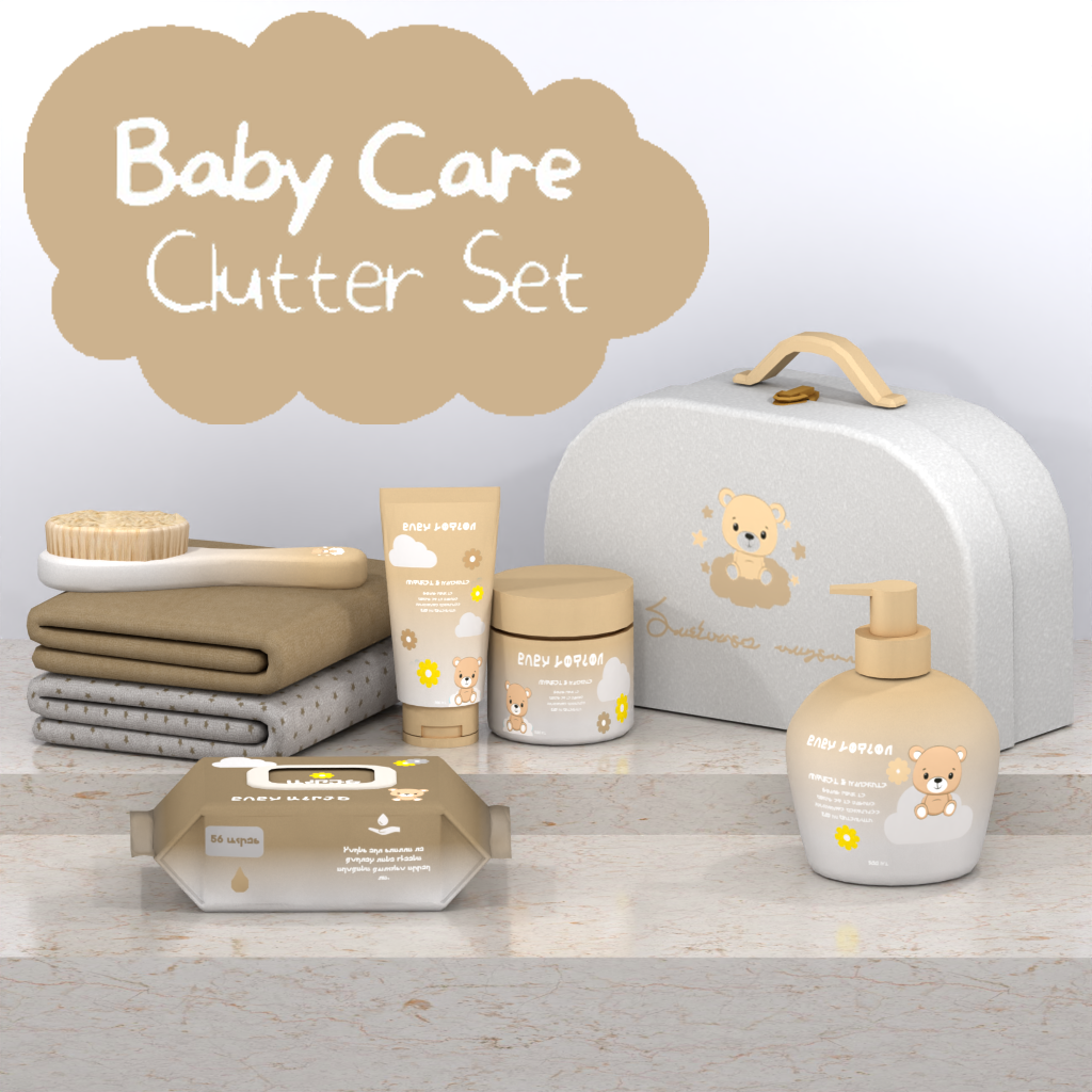 Baby Care Clutter Set | Modern Nursery Decor Collection mod for The Sims 4 