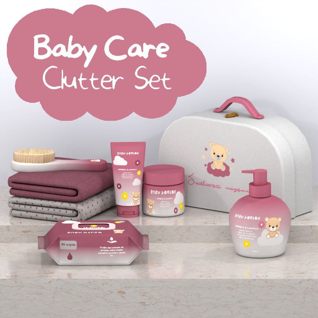 Baby Care Clutter Set | Modern Nursery Decor Collection mod for The Sims 4 