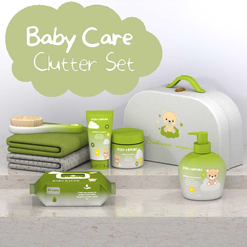 Baby Care Clutter Set | Modern Nursery Decor Collection mod for The Sims 4 