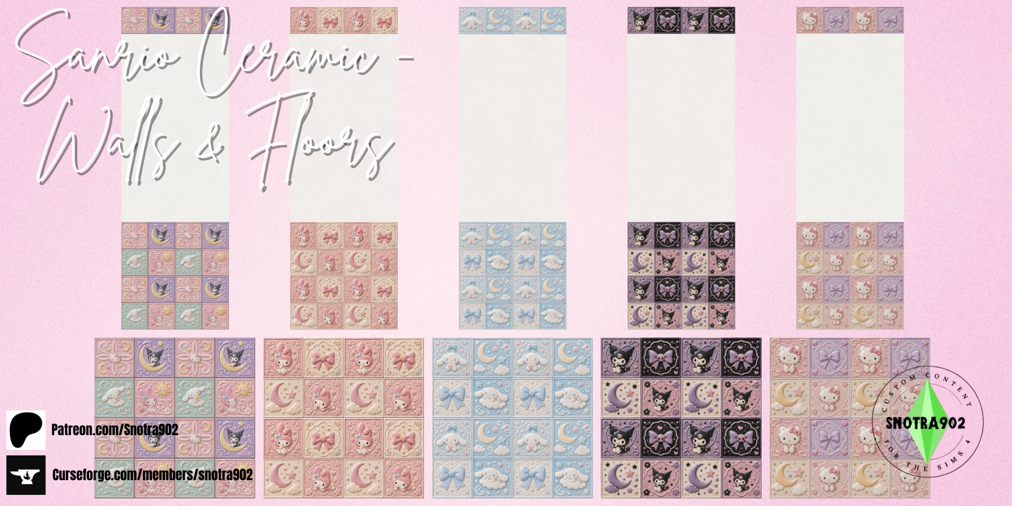 Sanrio Ceramic - Walls & Floors mod for The Sims 4 