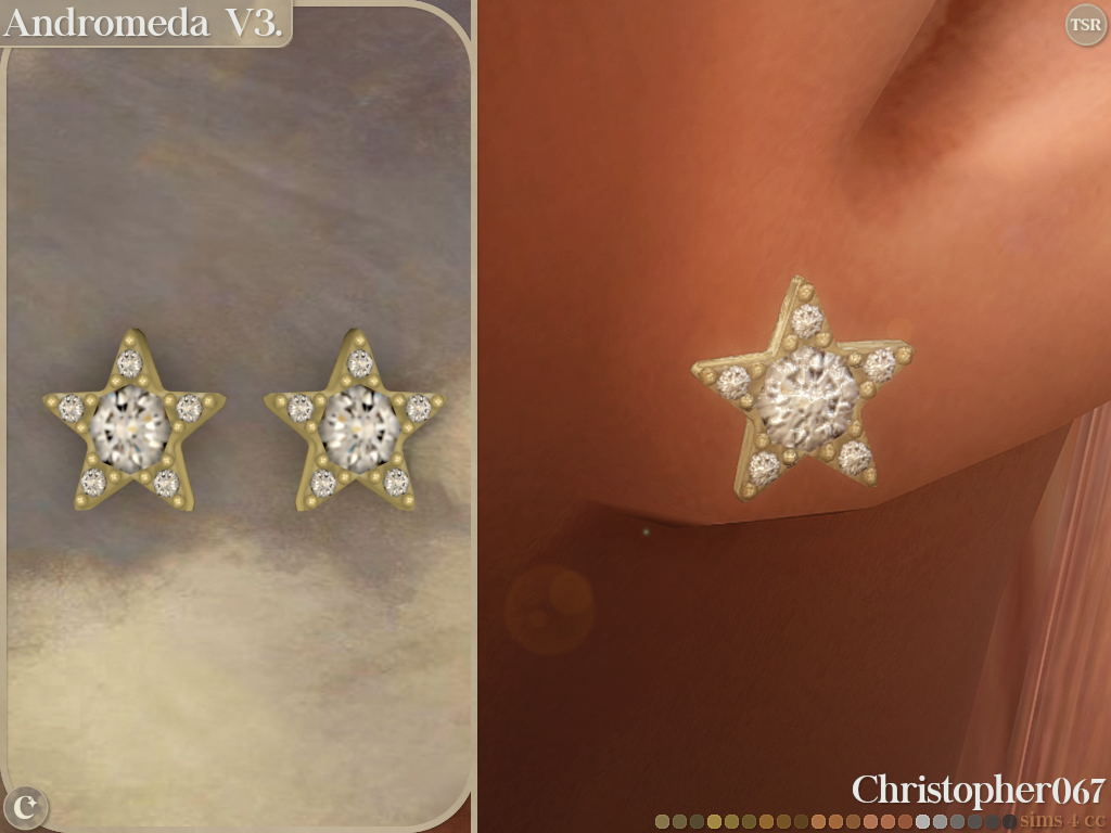 Andromeda Earrings Set - Star Shaped Diamond-Studded Hoop Earrings mod for The Sims 4 