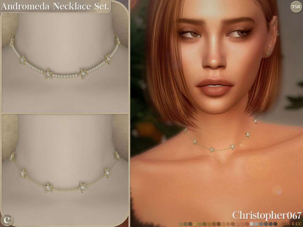 Andromeda Necklace Set - Diamond-Studded Star Charm Necklaces mod for The Sims 4 