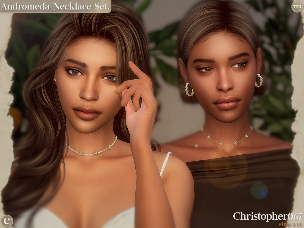Andromeda Necklace Set - Diamond-Studded Star Charm Necklaces mod for The Sims 4 