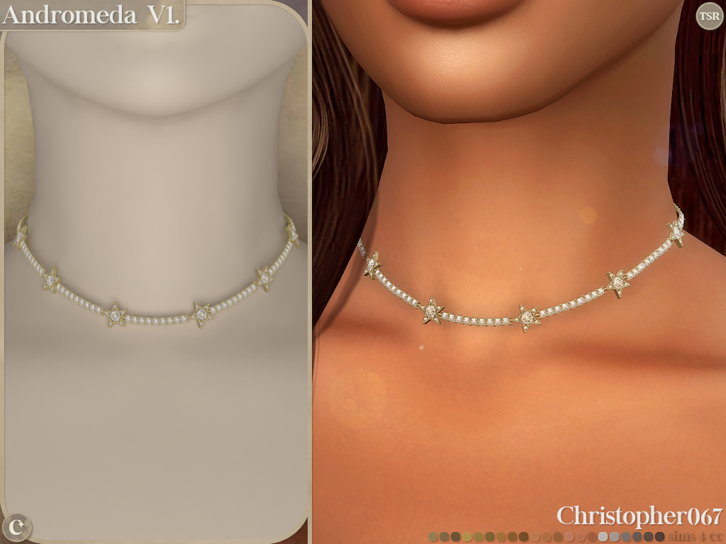 Andromeda Necklace Set - Diamond-Studded Star Charm Necklaces mod for The Sims 4 