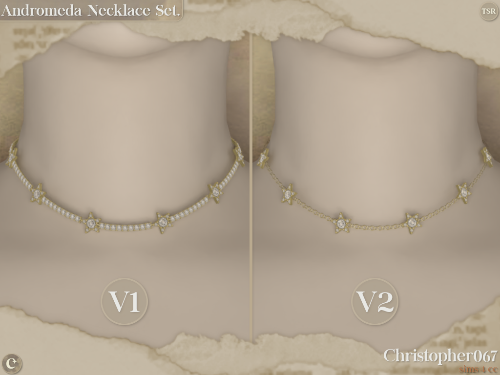 Andromeda Necklace Set - Diamond-Studded Star Charm Necklaces mod for The Sims 4 