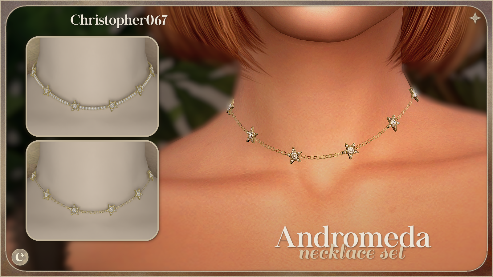 Andromeda Necklace Set - Diamond-Studded Star Charm Necklaces mod for The Sims 4 