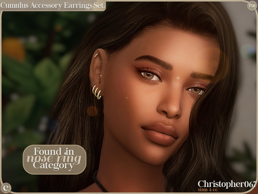 Cumulus Accessory Earrings Set - Diamond Stud and Cuff Add-on Earrings mod for The Sims 4 