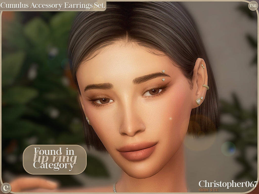 Cumulus Accessory Earrings Set - Diamond Stud and Cuff Add-on Earrings mod for The Sims 4 