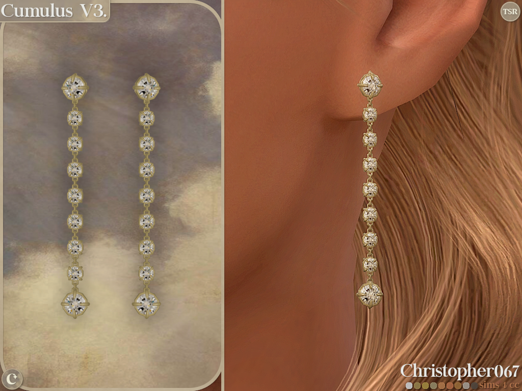 Cumulus Earrings Set - Diamond Hoop and Stud Earring Stack mod for The Sims 4 