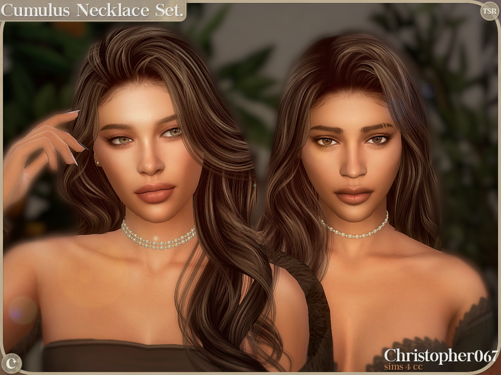 Cumulus Necklace Set - Diamond Tennis Chain Chokers mod for The Sims 4 