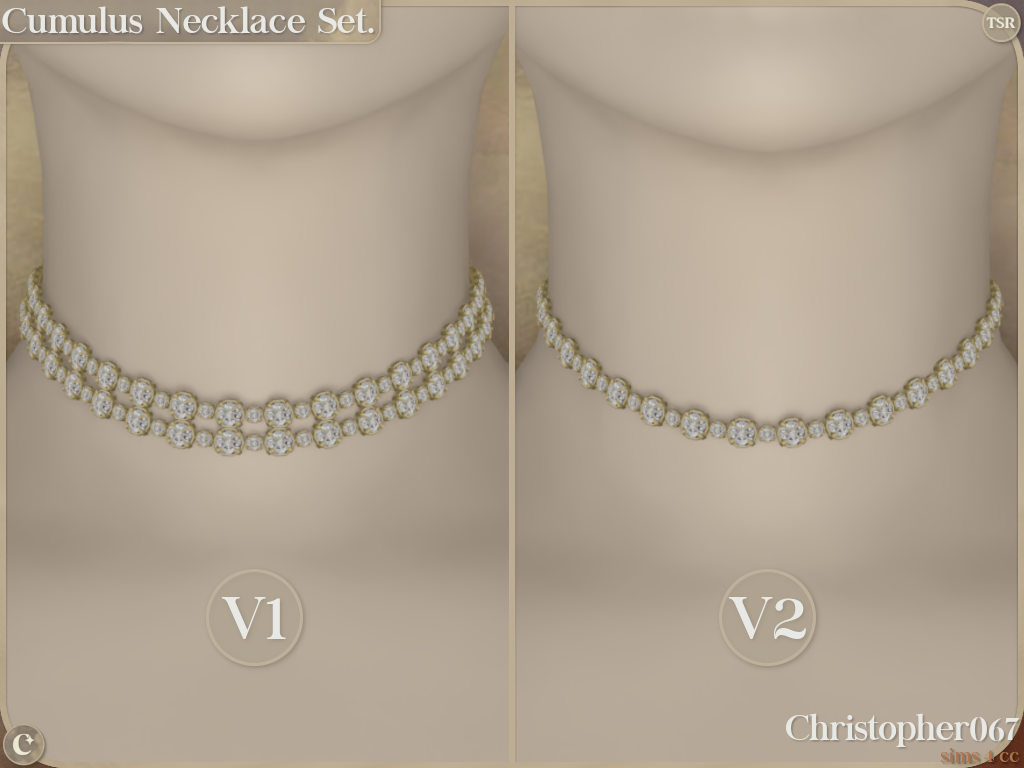 Cumulus Necklace Set - Diamond Tennis Chain Chokers mod for The Sims 4 