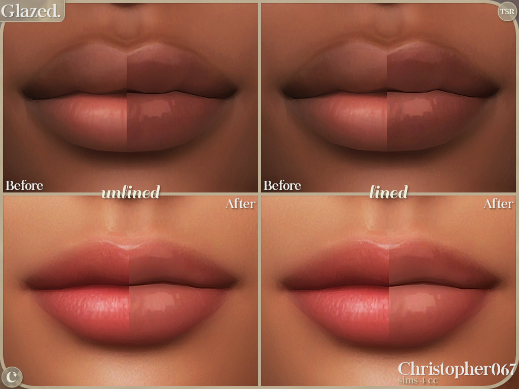 Glazed Lipstick - Ultra Glossy Contoured Lined Lip Gloss mod for The Sims 4 