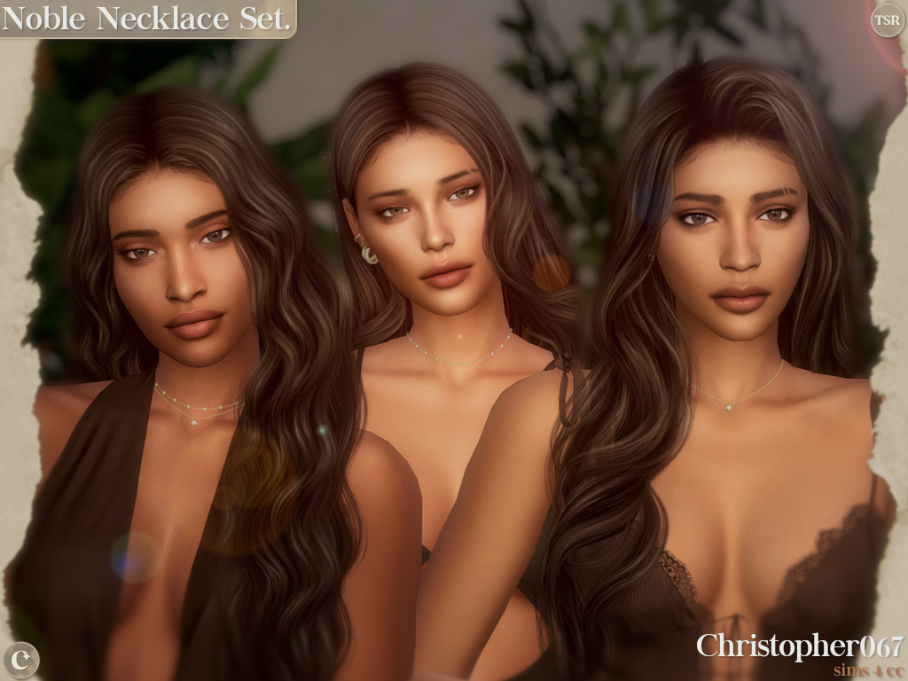 Noble Necklace Set - Diamond Bead Chain Layered Necklaces mod for The Sims 4 