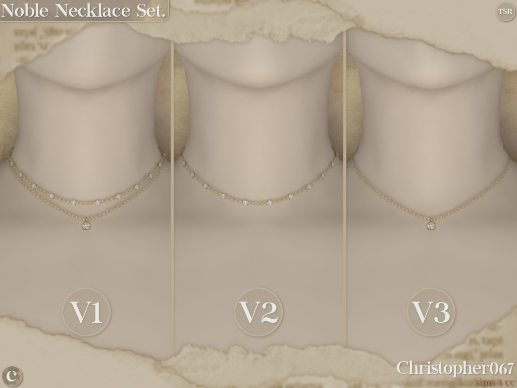 Noble Necklace Set - Diamond Bead Chain Layered Necklaces mod for The Sims 4 