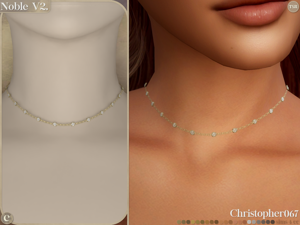 Noble Necklace Set - Diamond Bead Chain Layered Necklaces mod for The Sims 4 