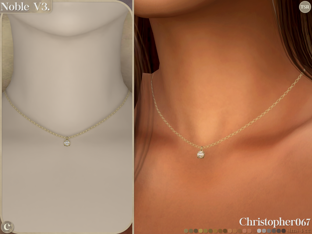 Noble Necklace Set - Diamond Bead Chain Layered Necklaces mod for The Sims 4 