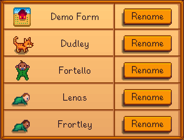 Renamer mod for Stardew Valley