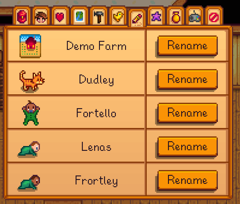 Renamer mod for Stardew Valley