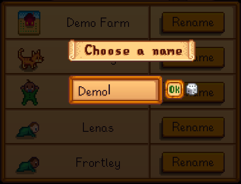 Renamer mod for Stardew Valley