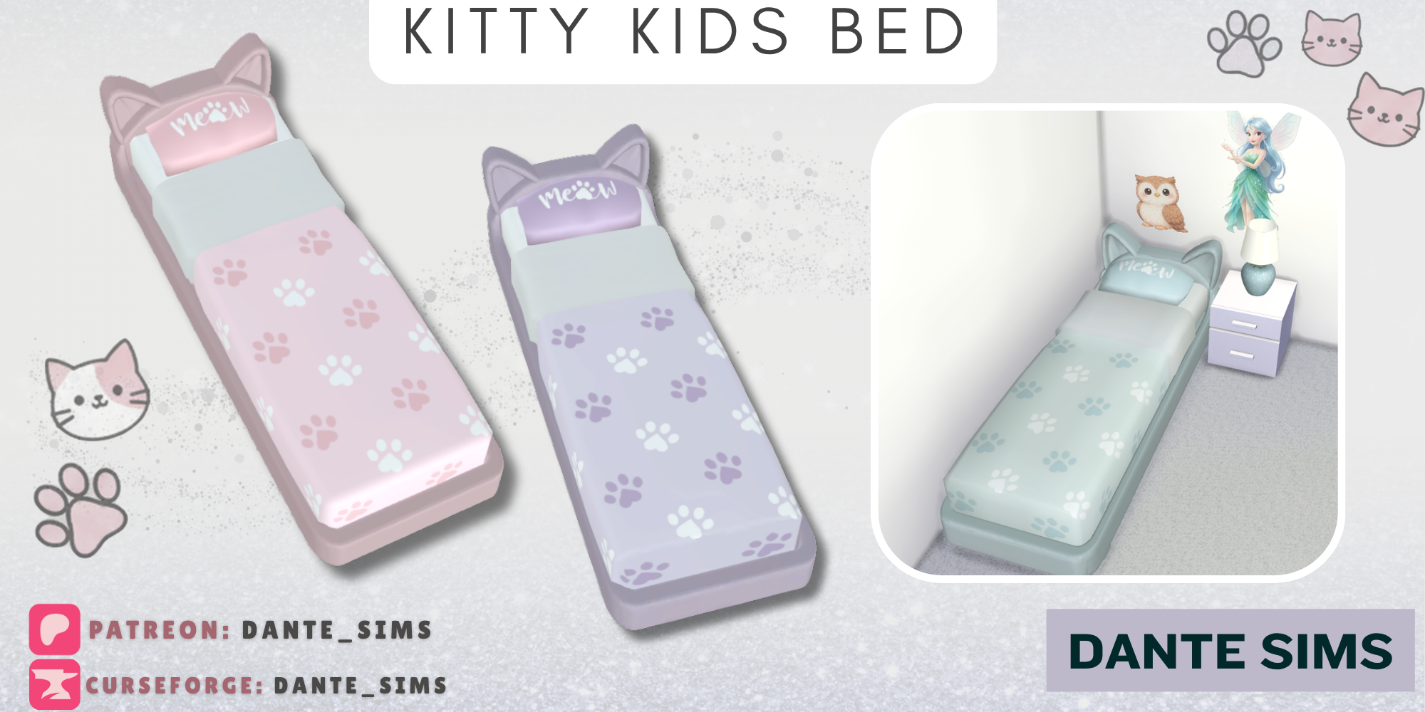 Kitty Kids Bed  mod for The Sims 4 